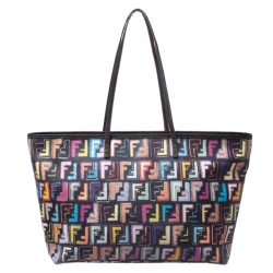 Pre Owned Fendi Multicolor Zucca Coated Canvas Large Roll Tote