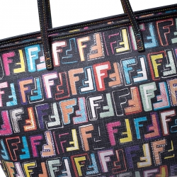 Pre Owned Fendi Multicolor Zucca Coated Canvas Large Roll Tote