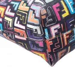 Pre Owned Fendi Multicolor Zucca Coated Canvas Large Roll Tote
