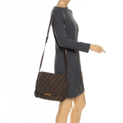 مملوكة مسبقًا Fendi Tobacco Zucca Canvas and Leather Crossbody Bag