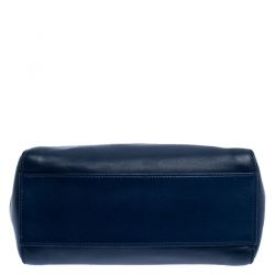 Pre Owned Fendi Blue Leather Mini Peekaboo Top Handle Bag