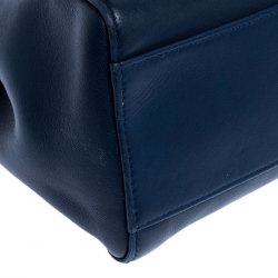 Pre Owned Fendi Blue Leather Mini Peekaboo Top Handle Bag