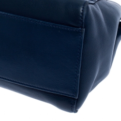 Pre Owned Fendi Blue Leather Mini Peekaboo Top Handle Bag