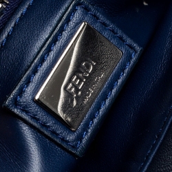 Pre Owned Fendi Blue Leather Mini Peekaboo Top Handle Bag