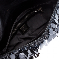 Fendi Black Sequins/Beaded Leather Baguette Shoulder Bag