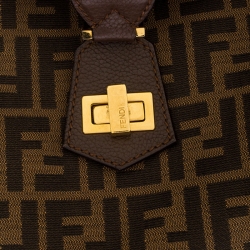 Pre Owned Fendi Tobacco Zucca Canvas and Leather Jacquard Hobo