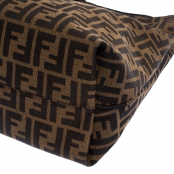 Pre Owned Fendi Tobacco Zucca Canvas and Leather Jacquard Hobo