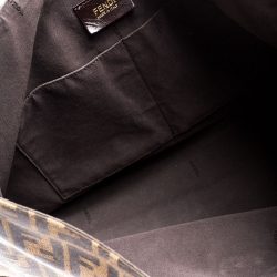 Pre Owned Fendi Tobacco Zucca Canvas and Leather Jacquard Hobo