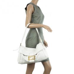 Pre Owned Fendi White Patent Shoulder Bag