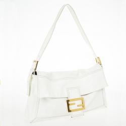 Pre Owned Fendi White Patent Shoulder Bag