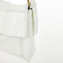 Pre Owned Fendi White Patent Shoulder Bag