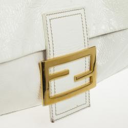 Pre Owned Fendi White Patent Shoulder Bag