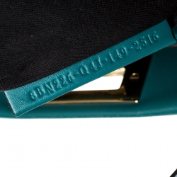Pre Owned Fendi Teal Leather Medium Peekaboo Top Handle Bag