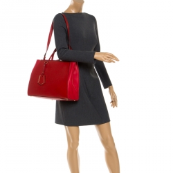 Pre Owned Fendi Red Saffiano Leather 2Jours Tote