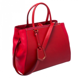 Pre Owned Fendi Red Saffiano Leather 2Jours Tote