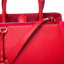 Pre Owned Fendi Red Saffiano Leather 2Jours Tote