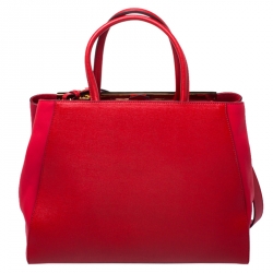 Pre Owned Fendi Red Saffiano Leather 2Jours Tote