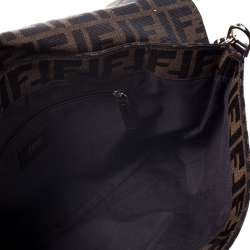 Pre Owned Fendi Tobacco Zucca Canvas and Leather Mia Shoulder Bag