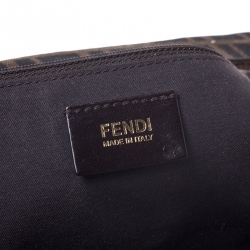 Pre Owned Fendi Tobacco Zucca Canvas and Leather Mia Shoulder Bag