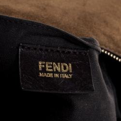 Pre Owned Fendi Tobacco Stripe Pequin Canvas and Leather Satchel