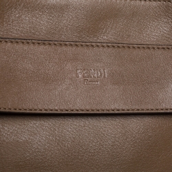 Pre Owned Fendi Tobacco Stripe Pequin Canvas and Leather Satchel