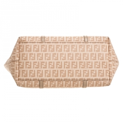 Pre Owned Fendi Peach Zucchino Coated Canvas Small Licious Tote