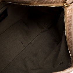 Pre Owned Fendi Peach Zucchino Coated Canvas Small Licious Tote