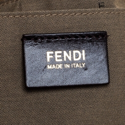 Pre Owned Fendi Peach Zucchino Coated Canvas Small Licious Tote