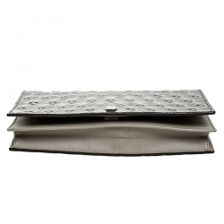 Pre Owned Fendi Metallic Grey Patent Leather Fendilicious Wallet on Chain