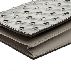 Pre Owned Fendi Metallic Grey Patent Leather Fendilicious Wallet on Chain