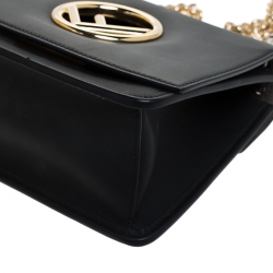 Pre Owned Fendi Black Leather Kan I F Shoulder Bag