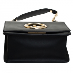 Pre Owned Fendi Black Leather Kan I F Shoulder Bag