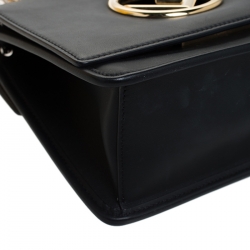 Pre Owned Fendi Black Leather Kan I F Shoulder Bag