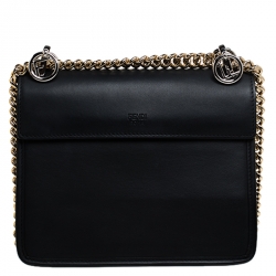 Pre Owned Fendi Black Leather Kan I F Shoulder Bag