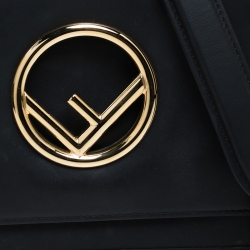 Pre Owned Fendi Black Leather Kan I F Shoulder Bag