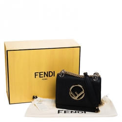 Pre Owned Fendi Black Leather Kan I F Shoulder Bag