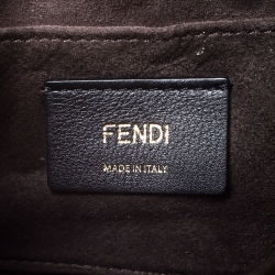 Pre Owned Fendi Gold Metallic Leather Studded Kan I Shoulder Bag