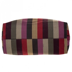 Pre Owned Fendi Multicolor Canvas and Leather Large Pequin Striped Hobo