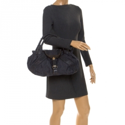Pre Owned Fendi Blue Denim and Leather Spy Bag