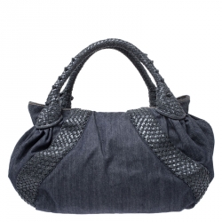 Pre Owned Fendi Blue Denim and Leather Spy Bag