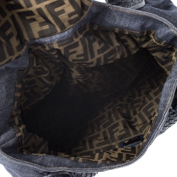 Pre Owned Fendi Blue Denim and Leather Spy Bag