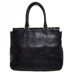 Pre Owned Fendi Black Leather and Suede Front Pocket Shoulder Bag