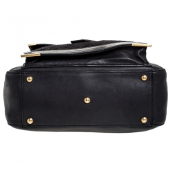 Pre Owned Fendi Black Leather and Suede Front Pocket Shoulder Bag