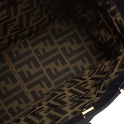 Pre Owned Fendi Black Leather and Suede Front Pocket Shoulder Bag