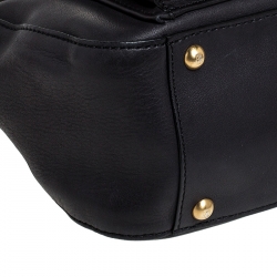 Pre Owned Fendi Black Leather and Suede Front Pocket Shoulder Bag