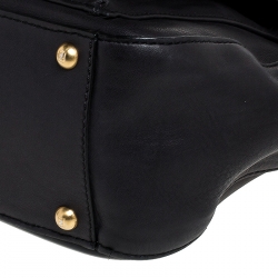 Pre Owned Fendi Black Leather and Suede Front Pocket Shoulder Bag