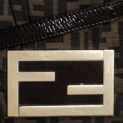 Pre Owned Fendi Tobacco Zucca Canvas and Patent Leather Mia Flap Bag