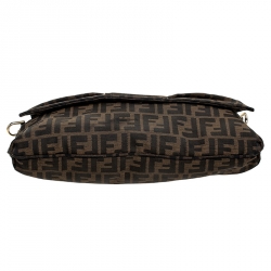 Pre Owned Fendi Tobacco Zucca Canvas and Patent Leather Mia Flap Bag