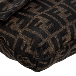 Pre Owned Fendi Tobacco Zucca Canvas and Patent Leather Mia Flap Bag