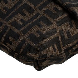 Pre Owned Fendi Tobacco Zucca Canvas and Patent Leather Mia Flap Bag